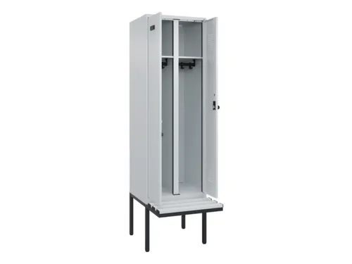 locker met bank,voor scheiding van kleding,HxBxD 2120x600x815mm,2vak