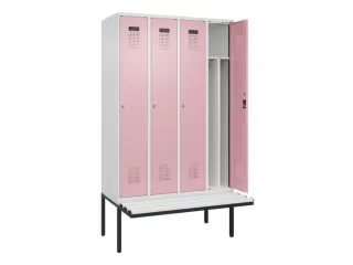 locker met bank,voor scheiding van kleding,HxBxD 2120x1200x815mm,4vak - 1