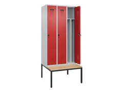 locker met bank,voor scheiding van kleding,HxBxD 2120x900x815mm,3vak