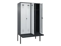locker met bank,voor scheiding van kleding,HxBxD 2120x1200x815mm,4vak