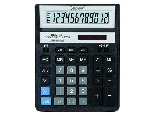 Calculator Rebell-BDC712BK-BX zwart desktop | RekenmachinesWinkel.nl
