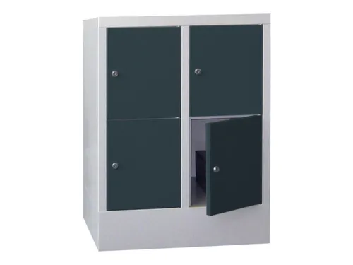 lockerkast,HxBxD 855x600x500mm,2x2vakken,RAL7035,front RAL7016