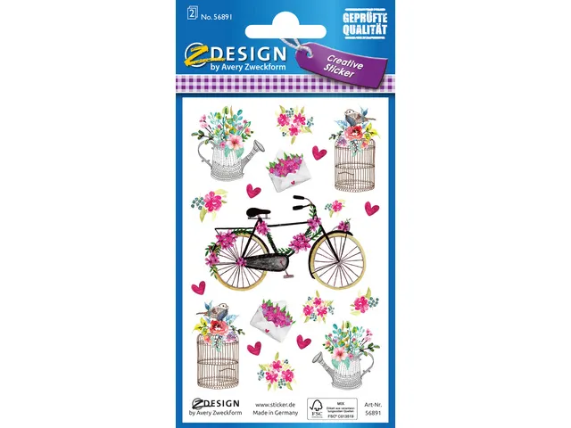 Papieretiket Z-design Creative pakje a 2 vel bloemen