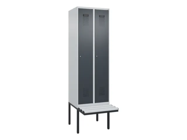 locker met bank,voor scheiding van kleding,HxBxD 2120x600x815mm,2vak