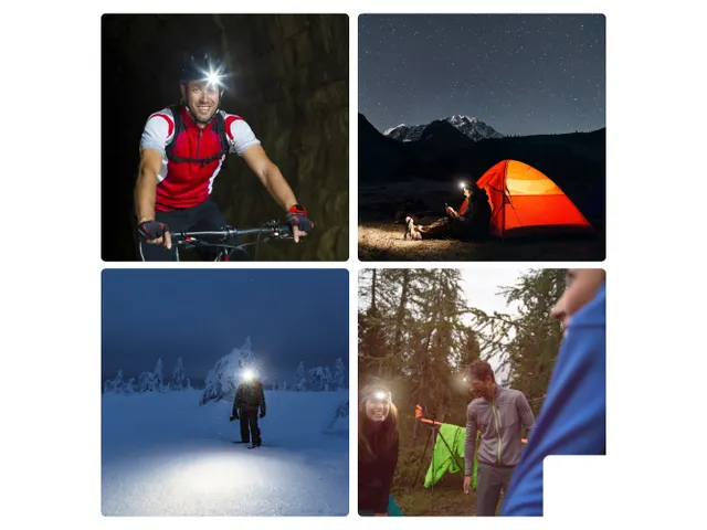 Lampe Frontale 2 En 1 À 4 Led Blanches Et 3 Led Rouges