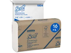 Handdoek Scott m-vouw 1-laags 23x23,5cm 16x250stuks wit 1804