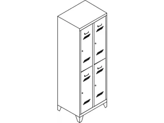 dubbeldekse locker,HxBxD 1850x600x500mm,2x2vak.,RAL7035,front RAL3000 - 4
