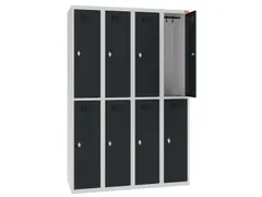 Dubbeldekse lockerkast,HxBxD 1800x1200x500mm,4x2vak.,draaigrendel
