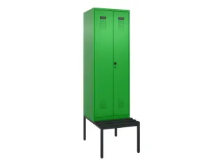 locker met bank,voor scheiding van kleding,HxBxD 2120x600x815mm,2vak - 2