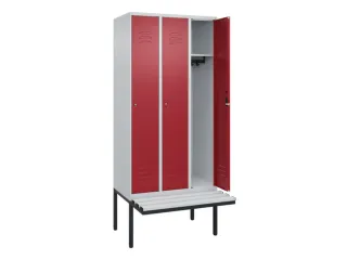 locker met bank,HxBxD 2120x900x815mm,3vak,vak B 300mm,cil.-slot - 2