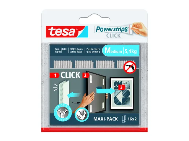 Kleefstip tesa Powerstrips Click Medium 16 paar wit