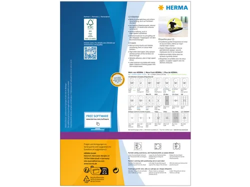 HERMA 4460 CD-etiketten Maxi A4 Ø 116mm/18,5mm mat Wit 200 stuks