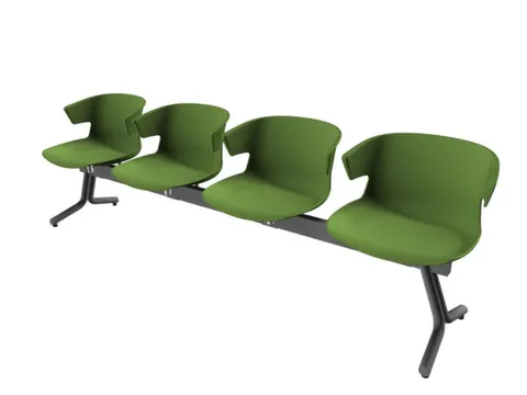 Wachtkamerbank 4Zittingen Kunststof Kuipen Groen Frame Antraciet