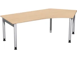 In hoogte verstelbaar hoekbureau,HxBxD 680-820x2166x1130mm,blad beuken