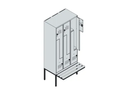 Z-garderobekast,HxBxD 2120x900x815mm,6vak,vak B 300mm,draaigrendel