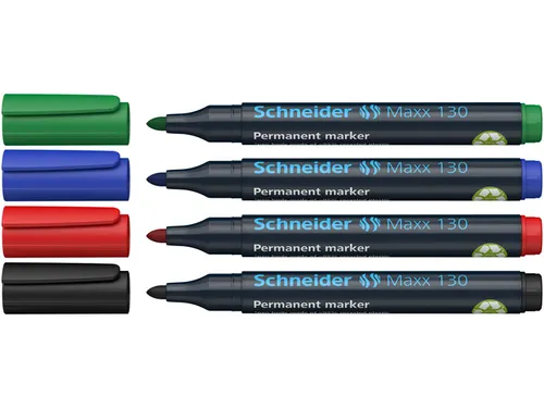 Permanent marker Schneider Maxx 130 rond 1-3mm assorti 4 stuks