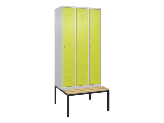 locker met bank,HxBxD 2120x900x815mm,3vak,vak B 300mm,cil.-slot