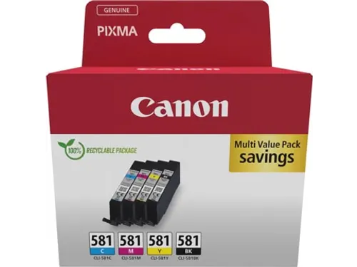 inktcartridge CLI-581, 200 - 250 pagina's, OEM 2103C006, 4 kleuren
