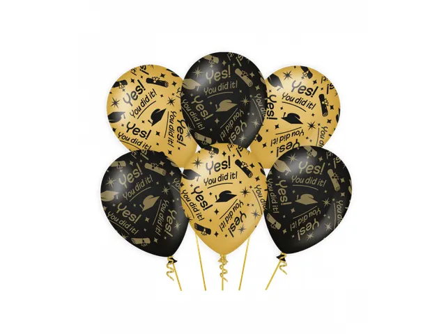 Ballonnen Classy party balloons 'You did it' 30cm Goud-Zwart 6 stuks