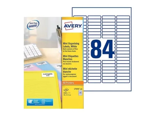 laseretiket Avery 46x11.1mm wit 100 vel 8400 stuks