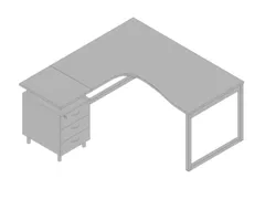 Bureauset Bureau Staand Ladeblok Links 730x1600x1650mm Grijs Zilver