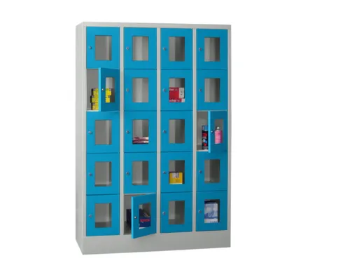 lockerkast,HxBxD 1850x1200x500mm,4x5vakken,RAL7035,front RAL5012