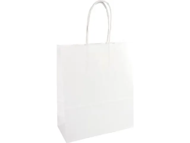 Q-Connect papieren draagtas 32 x 12 x 41 cm wit met gedraaide handvatt