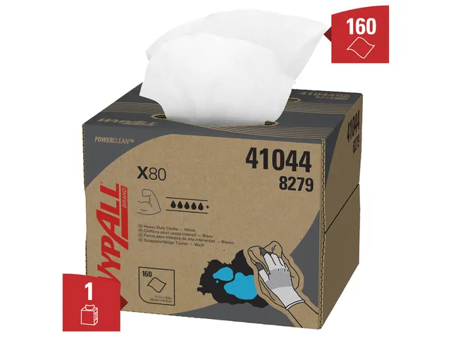 Poetsdoek WypAll X80 PowerClean 426x281mm wit dispenserdoos