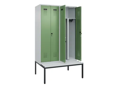PBM-locker met bank,HxBxD 2120x1200x815mm,4vak,vak B 300mm