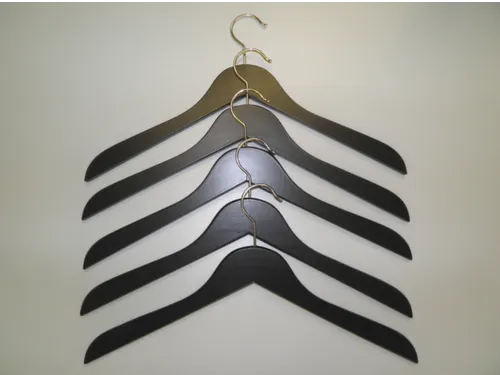 Kledinghanger Hout Zwart Gelakt set van 5