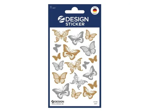 Foliesticker Z-design Gouden/ zilveren vlinders, pakje à 1 vel