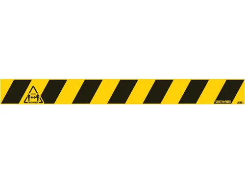 Vloersticker Houd afstand geel-zwart 8x80cm