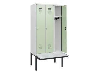 locker met bank,HxBxD 1950x900x815mm,3vak,vak B 300mm,cilinderslot - 1