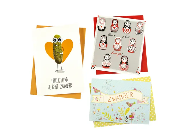 Wenskaart Paperclip zwanger navulset à 6 stuks