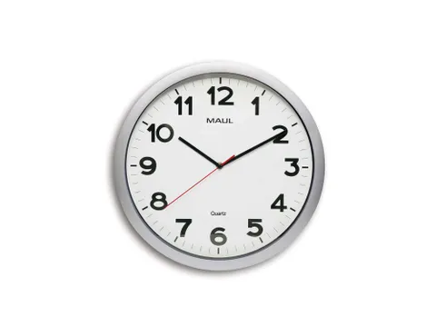 MAULstep Wandklok Quartz 40x5cm Kunststof Kader Zilver Incl. Batterij