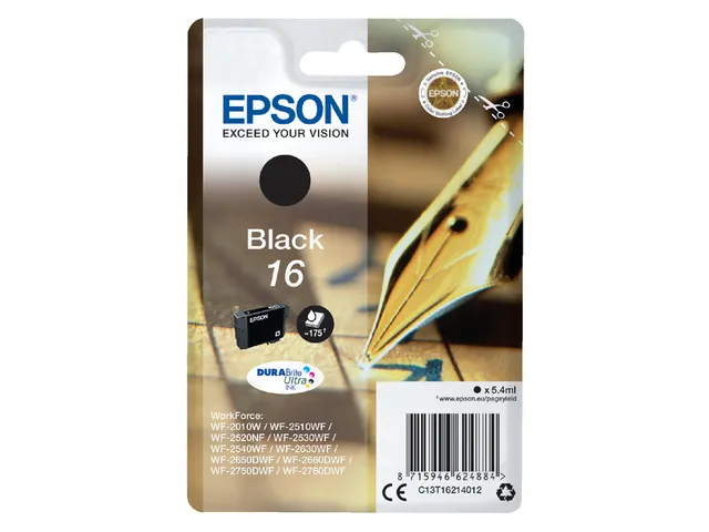 Inktcartridge Epson 16 T1621 zwart C13T16214012