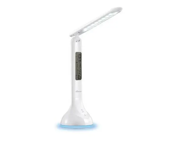 MROS502 Bureaulamp compact Wit met tijd, datum en temperatuur display