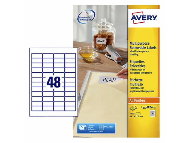 Etiket Avery L4732 Rev-25 35.6X16.9Mm Afneembaar Wit 2000 Stuk