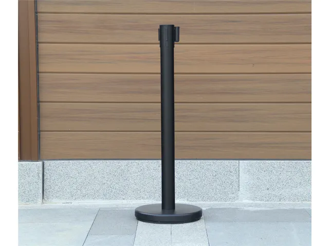 Afzetpaal Seco zwart met koord. Set van 2