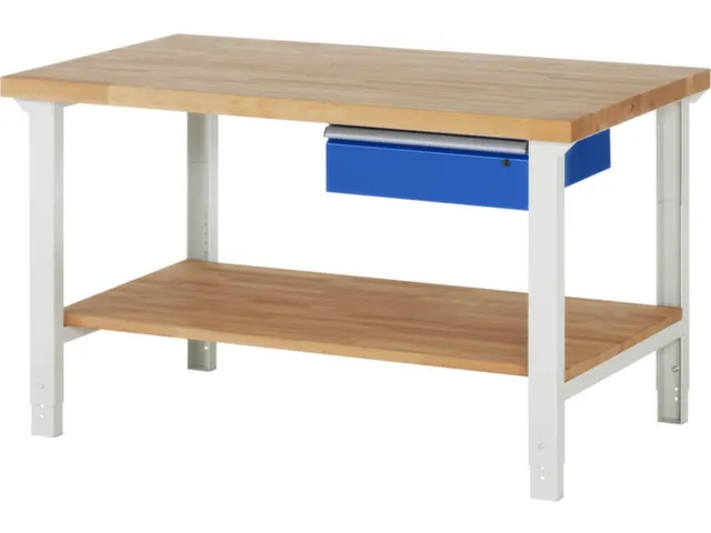 établi HxlxP 790-1140x1500x900mm plateau hêtre force 750kg 4 pieds