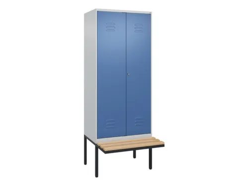 PBM-locker met bank,HxBxD 2120x800x815mm,2vak,vak B 400mm,cil.-slot