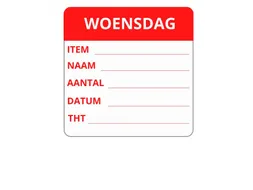 LabelLORD PL Dagetiket Woensdag 50x50mm Rood Flushlabel 250 stuks