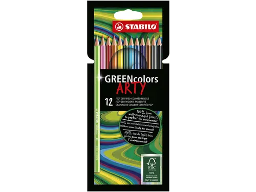 Kleurpotloden STABILO 6019 GREENcolors Arty assorti etui à 12 stuks