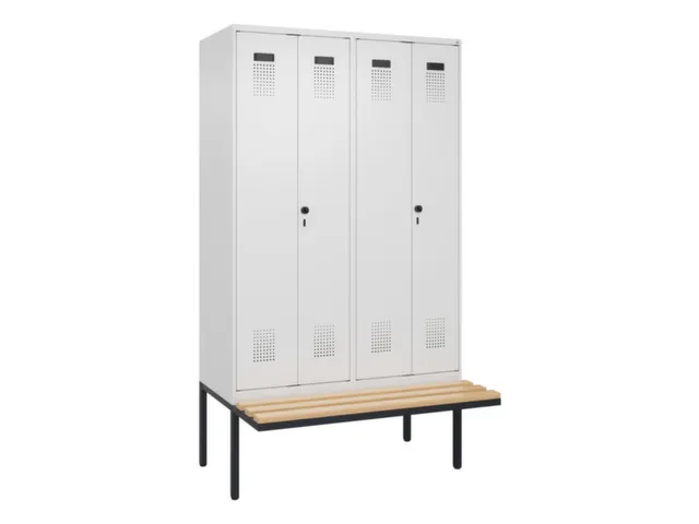 locker met bank,voor scheiding van kleding,HxBxD 2120x1200x815mm,4vak
