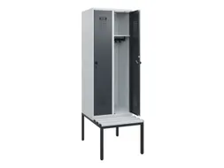 locker met bank,HxBxD 1950x600x815mm,2vak,vak B 300mm,draaigrendel