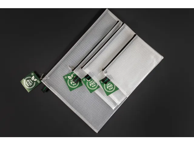 etui B4 PVC-vrij transparant met groene rits