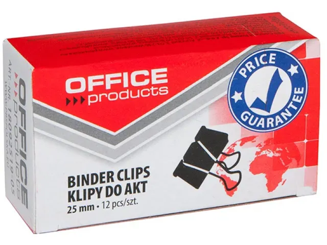 Office Products foldbackclip zwart metaal 25mm doos 12 stuks