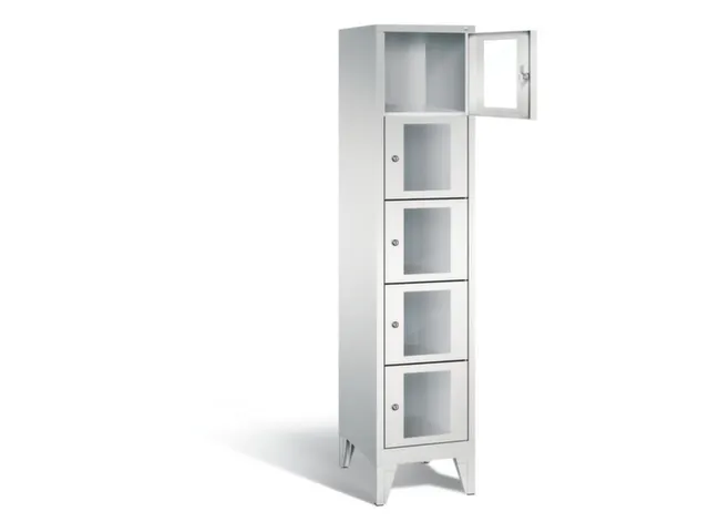 Lockerkast 1850x420x500mm 1x5 vakken Cilinderslot Poten, RAL7035