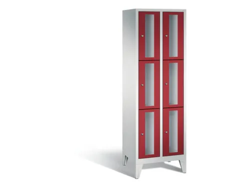 lockerkast 1850x610x500mm 2x3 vakken Cilinderslot Poten, RAL3003