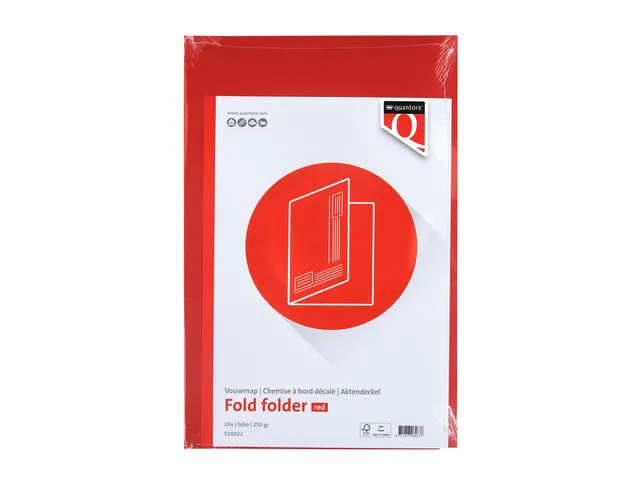 Vouwmap Quantore Folio ongelijke zijde 250gr rood